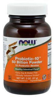 NOW Probiotic-10, probiotika, 50 miliard CFU, 10 kmenů, 57g