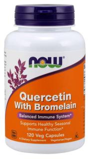 NOW Quercetin & Bromelain, Kvercetin 800 mg, 120 rostlinných kapslí