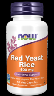 NOW Red Yeast Rice (Červená kvasnicová rýže) 600 mg, 60 rostlinných kapslí