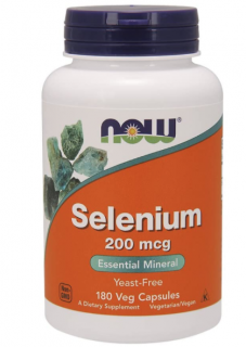 NOW Selenium, 200 µg, 180 rostlinných kapslí