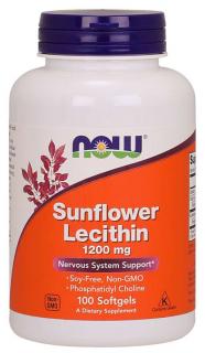 NOW Sunflower Lecithin (slunečnicový lecitin), 1200 mg, 100 softgelových kapslí