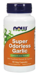 NOW Super Odorless Garlic (česnekový extrakt bez zápachu), 90 rostlinných kapslí