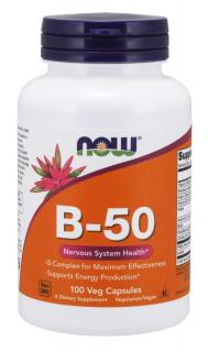 NOW Vitamin B-50 Complex, 100 rostlinných kapslí