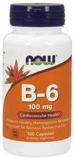 NOW Vitamin B6 Pyridoxin, 100 mg, 100 kapslí