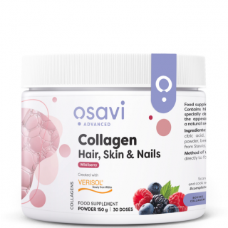 Osavi Collagen Hair, Skin & Nails, Wild berry, kolagen prášek zdravé vlasy, pleť a nehty, lesní plody, 150 g  Doplněk stravy