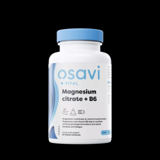 Osavi Magnesium citrate + B6, Hořčík citrát + B6, 375 mg + 4,2 mg, 90 rostlinných kapslí  Doplněk stravy