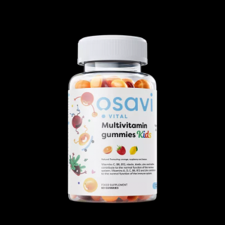 Osavi Multivitamin Gummies KIDS, Multivitamínové gumové bonbóny pro děti, bez cukru, pomeranč, malina, citrón, 60 bonbónů  Doplněk stravy