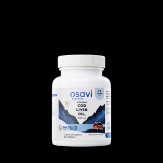 Osavi Norwegian Cod Liver Oil, Norský olej z tresčích jater, citrón, 1000 mg, 60 kapslí  Doplněk stravy