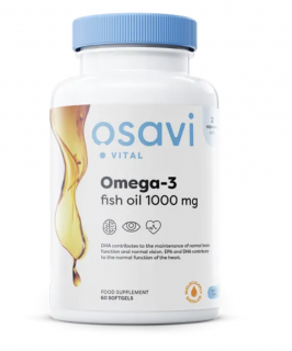 Osavi Omega-3 fish oil, rybí olej, 1000 mg, 60 softgel kapslí  doplněk stravy