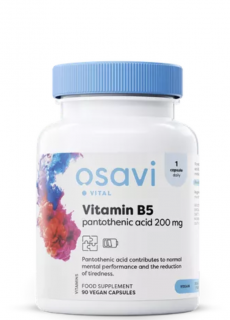 Osavi Vitamin B5, Kyselina pantothenová, 200 mg, 90 rostlinných kapslí  Doplněk stravy