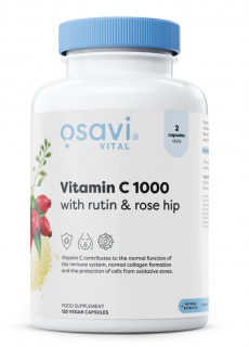 Osavi Vitamin C with Rutin a Rose Hip, 1000 mg Vitamín C s Rutinem a Šípkem, 120 vegan kapslí  Doplněk stravy