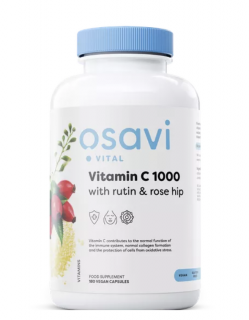 Osavi Vitamin C with Rutin a Rose Hip, 1000 mg Vitamín C s Rutinem a Šípkem, 180 vegan kapslí  Doplněk stravy
