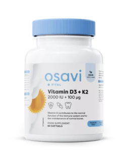 Osavi Vitamín D3 + K2, 2000 IU + 100 μg, 60 softgelových kapslí  Doplněk stravy