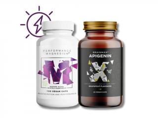 Performance Magnesium®, 1000 mg, Hořčík 200 mg, 100 vegan kapslí + BrainMax Apigenin, 300 mg, 60 rostlinných kapslí  Doplněk stravy