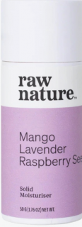 Raw Nature Solid Moisturiser, tuhý hydratační krém, mango, levandule, malinová semínka, 50 g