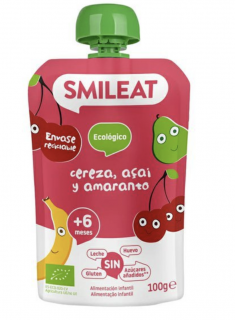 Smileat kapsička banán, hruška, třešeň, acai a amarant 6M+, BIO, 100 g