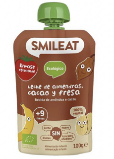 Smileat kapsička mandlové mléko, jablko, banán, jahoda, rýže a kakao 9M+, BIO, 100 g