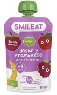 Smileat kapsička řecký jogurt, jablko, banán, malina a rýže 9M+, BIO, 100 g