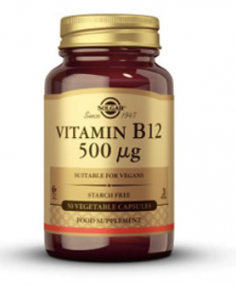 Solgar Vitamín B12, 500 mcg, 50 rostlinných kapslí