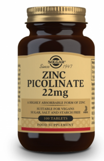 Solgar Zinc Picolinate, zinek pikolinát, 22 mg, 100 tablet