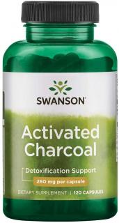 Swanson Activated Charcoal (Aktivní uhlí), 260 mg, 120 kapslí