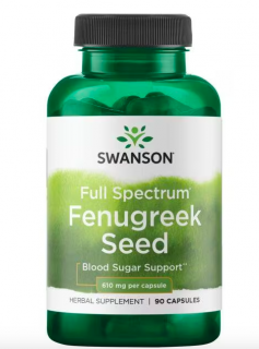 Swanson Fenugreek Seed, Pískavice řecké seno, 610 mg, 90 kapslí
