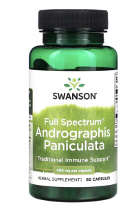 Swanson, Full Spectrum Andrographis Paniculata, právenka latnatá, 400 mg, 60 kapslí  Doplněk stravy