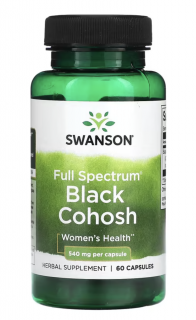 Swanson Full Spectrum Black Cohosh, ploštičník hroznatý, 540 mg, 60 kapslí  Doplněk stravy