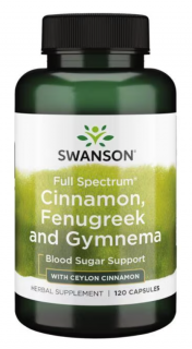Swanson Full Spectrum Cinnamon, Fenugreek and Gymnema (skořice, pískavice řecké seno, gymnema), 120 kapslí  Doplněk stravy