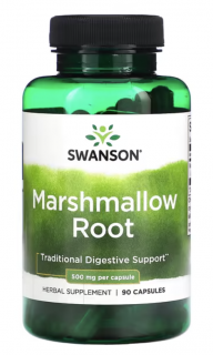 Swanson Marshmallow Root, proskurník kořen (podpora trávení), 500 mg, 90 rostlinných kapslí  Doplněk stravy