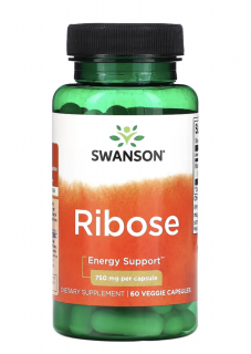 Swanson Ribose, ribóza, 750 mg, 60 rostlinných kapslí  Doplněk stravy