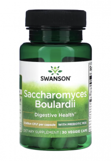 Swanson Saccharomyces Boulardii, probiotika s prebiotiky, 30 rostlinných kapslí  Doplněk stravy