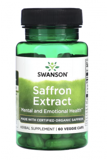 Swanson Saffron Extract, extrakt ze šafránu, 60 rostlinných kapslí  Doplněk stravy