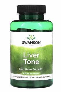 Swanson Tone Liver Detox Formula, podpora jater, 300 mg, 120 rostlinných kapslí  Doplněk stravy
