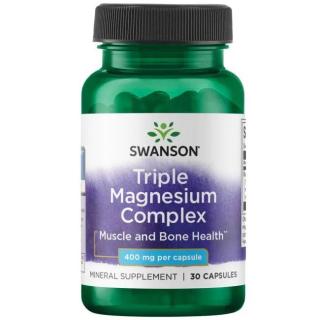 Swanson Triple magnesium Complex, hořčík ze 3 zdrojů, 400 mg, 30 kapslí  Doplněk stravy