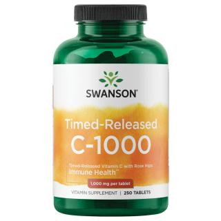 Swanson Vitamin C + Extrakt z Šípků s postupným uvolňováním, 1000 mg, 250 kapslí  Doplněk stravy