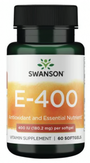 Swanson Vitamin E 400 IU, 60 softgelových kapslí  Doplněk stravy