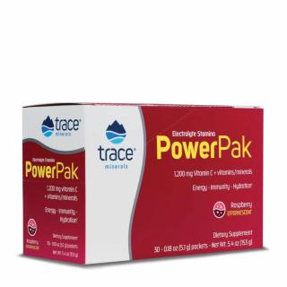 Trace Minerals Electrolyte Stamina Power Pak, vitamíny a minerály, malinová příchuť, 30 sáčků  Doplněk stravy
