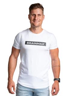 Triko BrainMax s pruhem pánské - bílé  Bílé bavlněné tričko s krátkým rukávem pro muže Velikost: XL