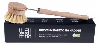 WellMax Dřevěný kartáč na nádobí  Ekologický dřevěný kartáč na nádobí s vyměnitelnou hlavicí