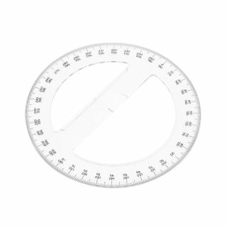 Japonský kruhový úhloměr SHINWA z čirého akrylátu 360° - průměr 150 mm