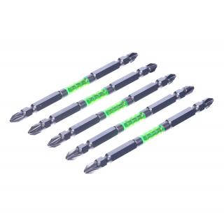 Sada japonských oboustranných šroubovacích bitů s magnetickým hrotem PH2 SK11 - 5 ks - široké - 110 mm