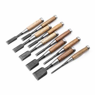 Sada japonských ručně kovaných truhlářských dlát FUJIKAWA Oire z Shirogami 2 White Paper Steel - plátno - 10 kusů