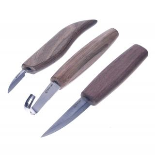 Sada řezbářských nožů v koženém svitku BEAVERCRAFT - 3 kusy
