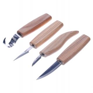 Sada řezbářských nožů ve svitku BEAVERCRAFT - 4 kusy