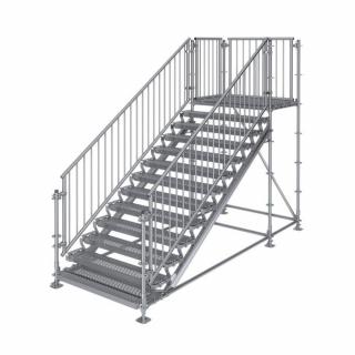 Samonosné venkovní schodiště RUX Premium s podestou - rozměry 2 x 4 x 1,5 m