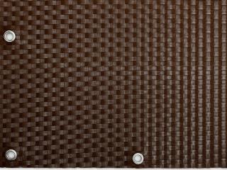 Umělý ratan - metráž, čokoládově hnědý RD01, výška 1,2m s oky, 11bm (Stínící rohož z technoratanu)