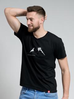 BONDY Pánské tričko černé potiskem láska hory přenáší Barva: černá, Velikost: 6XL