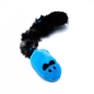 Hračka pro psy Myš s králičí kožešinou - modrá 35 cm