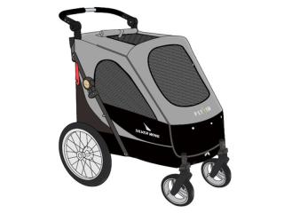 Kočárek pro psy PetStro SILVER WING do 55 kg (černo-šedá) BCL
